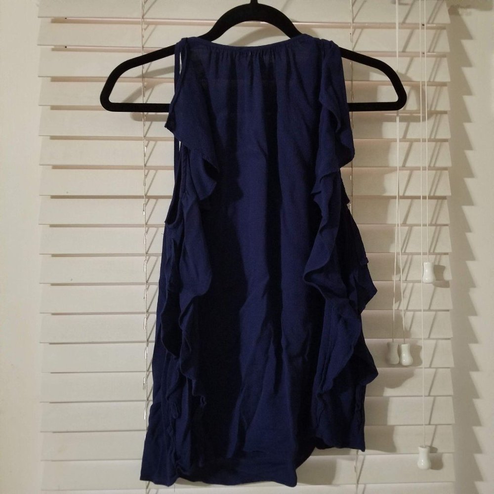 Miss Me / M / Navy Blue Ruffle Tank Top - Picture 2 of 4
